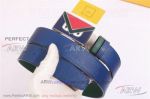 AAA Fake Fendi Angry Bird Buckle Belt - Green And Blue Leather 